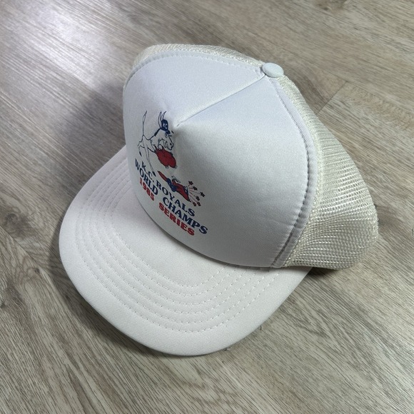 VTG 1985 World‎ Series Snapback Hat MLB Royals Cardinals White Trucker Cap - Picture 7 of 7